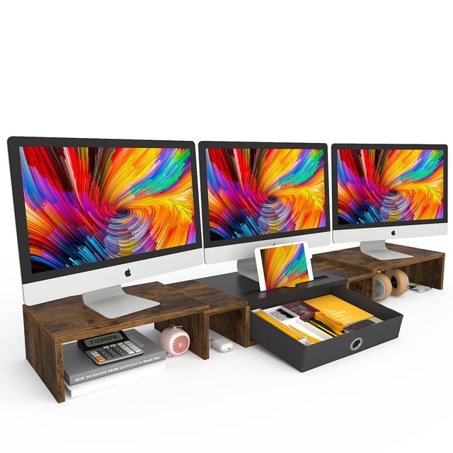 Soporte para monitor WESTREE Triple Dual con cajón para 2 o 3 monitores
