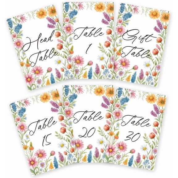 32 Pcs Wedding Table Numbers Cards 1-30 Daisy Border Double Sided Wedding Table Numbers Signs with Head and Gift Table Card Party Multi-color