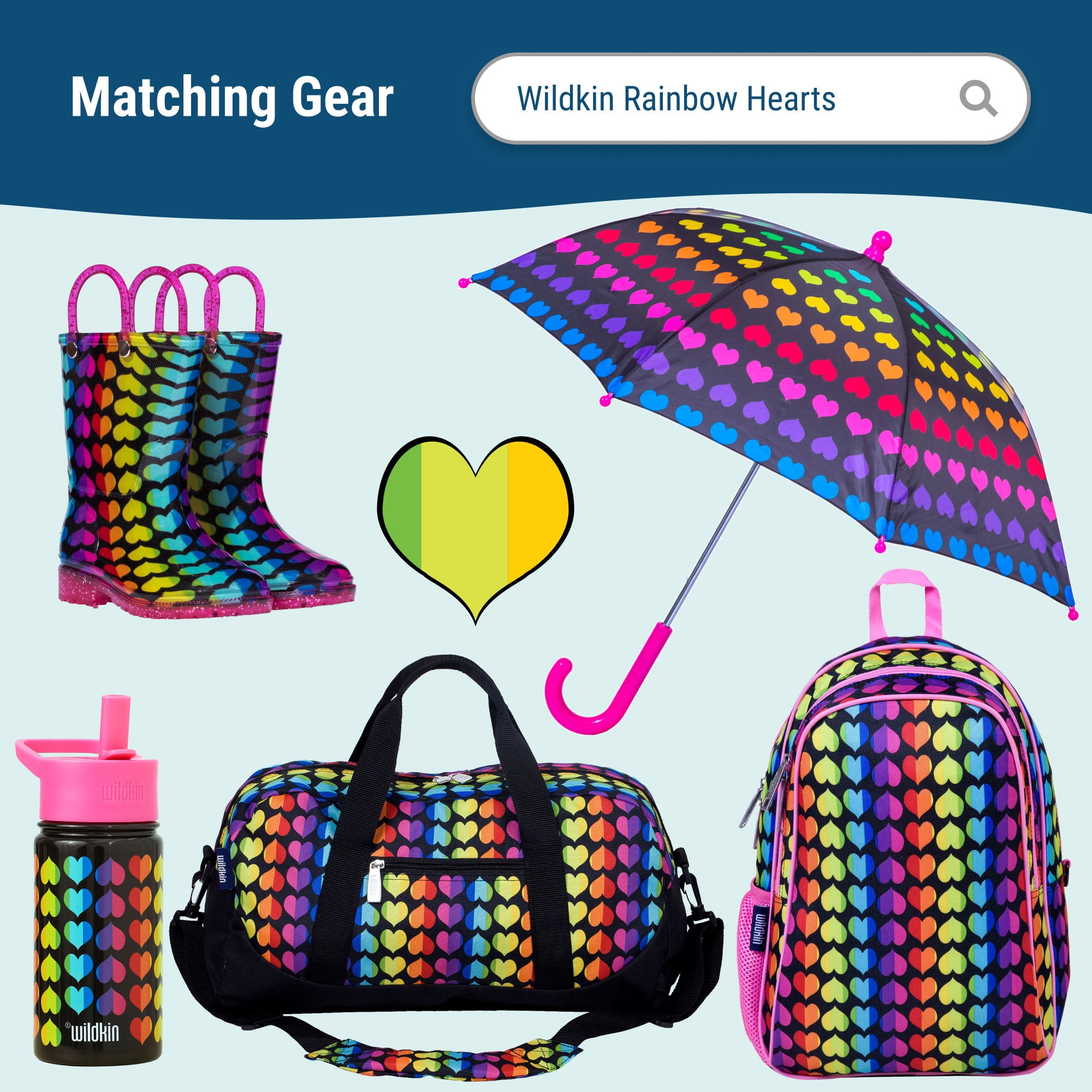 Wildkin Kids 100% Cotton Beach Towel for Boys and Girls (Rainbow Hearts)