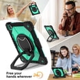 thumbnail image 2 of Heavy Duty Shockproof Case for iPad Pro 13 2025 / 2024,Anti drop silicone+PC Layer Protective Case 360 ° Rotating Square Handle Stand With Shoulder Strap,Green, 2 of 8