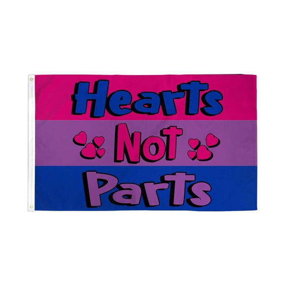 Bandera AZ FLAG Bisexual Hearts Not Parts, 150 x 90 cm, poliéster
