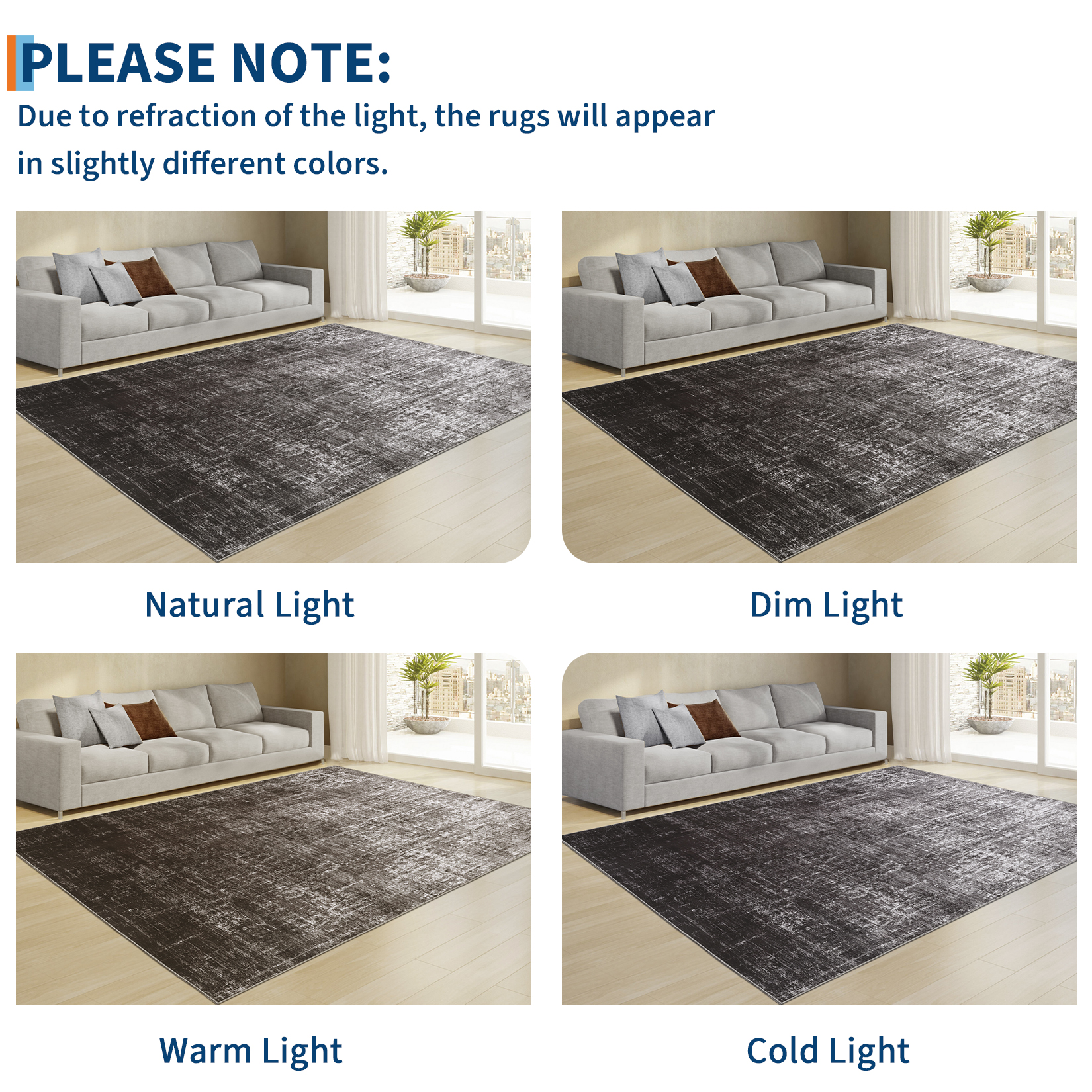 Hasoo Large Washable Rug 10' x 13' Area Rug for Living Room Modern Abstract Non-Slip Neutral Indoor Decor Carpet, Black Gray