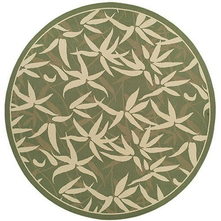 94" Lemongrass Heat Set Polypropylene Round Indoor/Outdoor Rug, Green