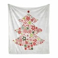 thumbnail image 1 of Christmas Tree Soft Flannel Fleece Throw Blanket, High Detailed Motifs Snowflakes Woods, Cozy Plush for Indoor and Outdoor Use, 60" x 80", Vermillion Yellow Green, by Ambesonne, 1 of 6