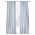 thumbnail image 2 of Blue Striped Semi Sheer Curtains 108 Inch Length 2 Panels Set, Modern Simple Farmhouse Beige Vintage Sheer Kitchen Curtain Privacy Voile Window Curtain for Living Room Bedroom Rod Pocket Drapes, 2 of 7