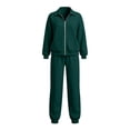 thumbnail image 7 of MexChoioe Womens Soft Solid Color 2 Piece Tracksuit Stand Collar Full Zip Sweatshirt and Jogger Pants Streetwear Sports Outfit Set for Womens, 7 of 7