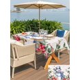 thumbnail image 4 of Outdoor Tablecloth with Umbrella Hole and Zipper, Beige Snowman Rectangle Table Cloth 54x80 Inch Waterproof Tablecloth, Christmas Poinsettia Winter Snowflake Picnic Table Cover for Patio Camping, 4 of 7