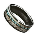 thumbnail image 3 of Tungsten Carbide Rings for Men Wedding Bands for Him 8mm Black Tungsten Carbide Ring Deer Antler and Turquoise, 3 of 5