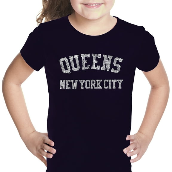 LA Pop Art Girl's Word Art T-shirt - POPULAR NEIGHBORHOODS IN QUEENS, NY
