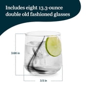 Libbey Ascent Black Ribbon Rocks Drinking Glasses Set of 8, Glass Drinking Glasses with Curvature, Versatile Glassware Set for Parties and More