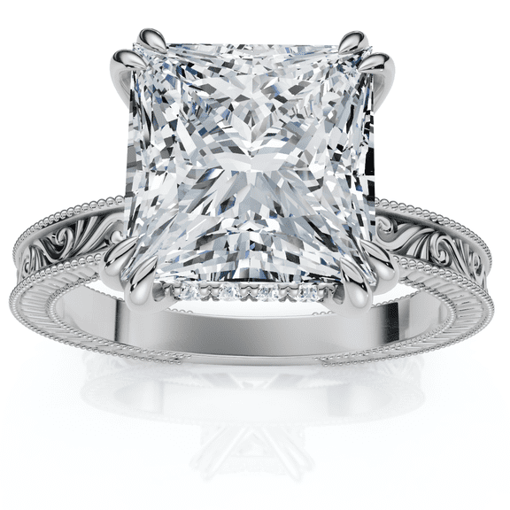 Pompeii Certified 2 1/2Ct Princess Cut Louve Diamond Engagement Ring 14k Gold Lab Grown