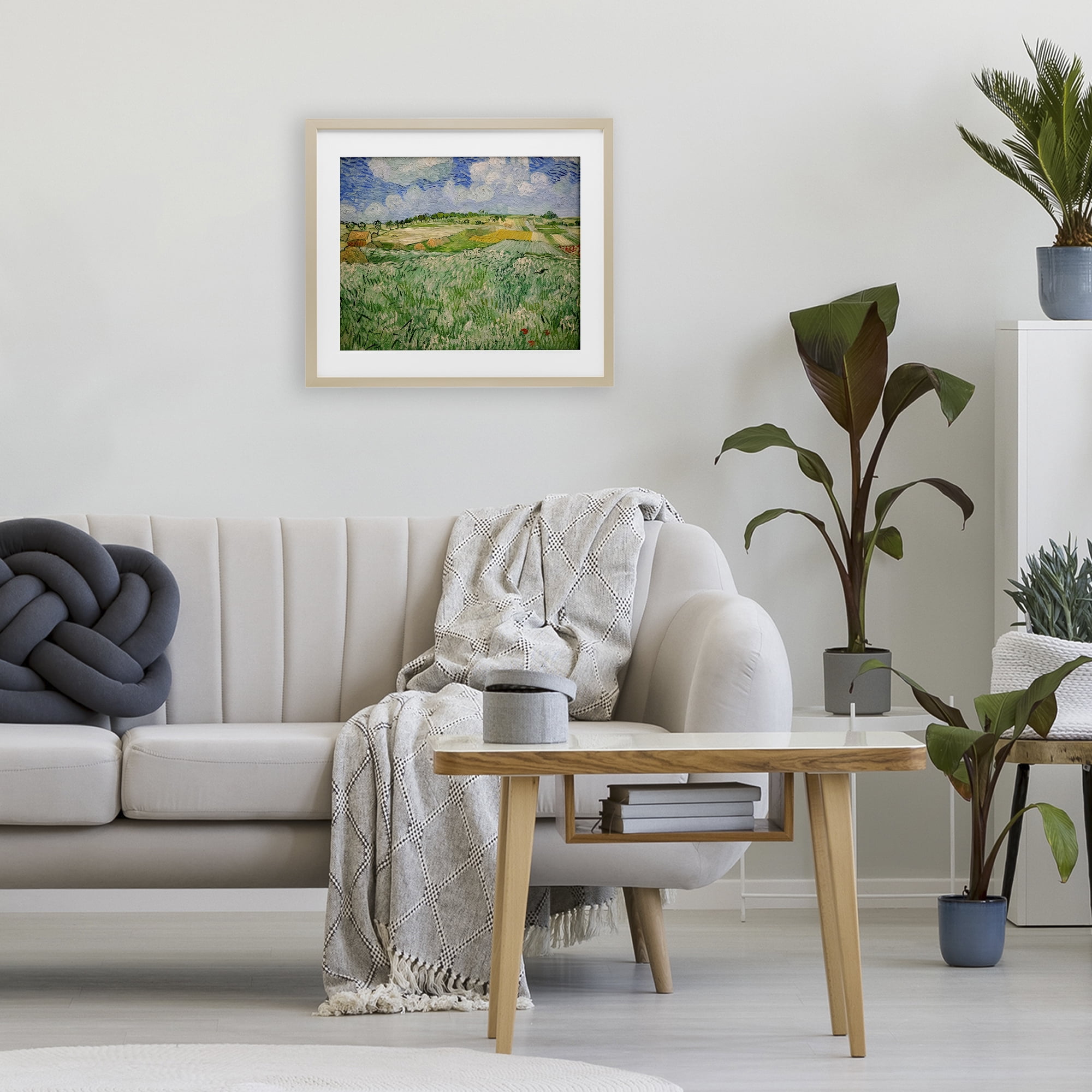 Stupell Industries Plain Near Auvers Painting Birch Framed Print Under Glass, design by Vincent Van Gogh