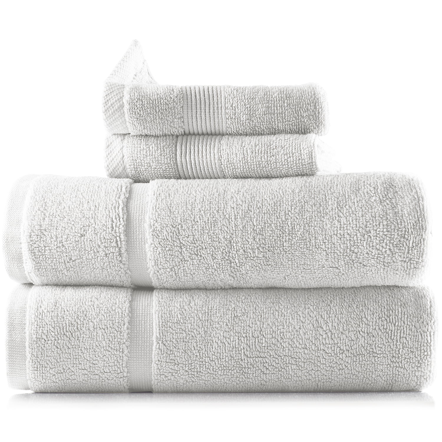 Clara Clark Bath Towels Set, 100% Cotton Luxury Softness 4 Pc Set, White
