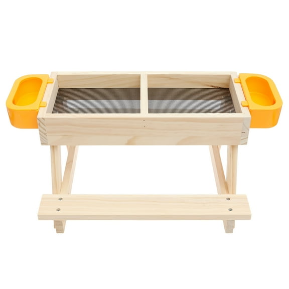 Threns Wood Chicken Picnic Table Feeder with Water Bowls Unique Chicken Picnic Table Reduce Waste and Mess Chicken Feeder for Hens Ducks Turkeys Geese and Other Poultry