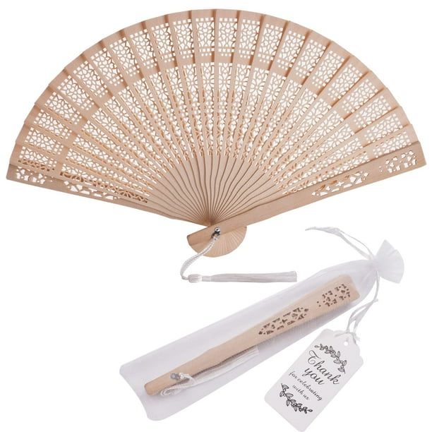 Set de ventiladores de mano de madera SL Crafts, regalos para bodas, fiestas, 50 unidades