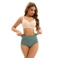 thumbnail image 4 of DARING DIVA Women's High Waist Briefs Flatten Stomach Shapewear Panties Dark Green L, 4 of 6