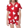 thumbnail image 1 of Pyjamas pour Filles Journée Mondiale des Abeilles Imprimé Dessin Animé Ensemble de Pyjama en Satin d'Été avec Poches pour Enfants Filles Tout-Petits Pjs Rouges 2 Ans-3 Ans, 1 of 4