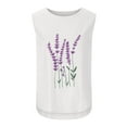 thumbnail image 4 of HAPIMO Women's Summer Tank Tops Lavender Graphic Print Tops O-Neck Blouse Cotton Linen Camisole Sleeveless Shirts for Girls Casual Loose Fit Camis Vest Sales White S, 4 of 8
