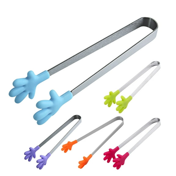 Topbathy 5Pcs Mini Hand Tongs for Snacks Rustproof Silicone Easy to Clean Kitchen Tools