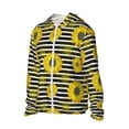 thumbnail image 2 of KLL Sunflowers On Black And White Stripes Print Men's Women’s UPF 50+ Sun Protection Outdoor Hoodie Jacket Long Sleeve Fishing Hiking Performance Shirt-3X-Large, 2 of 6