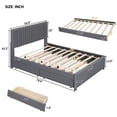thumbnail image 7 of Full-Size Upholstered Platform Bed with Trundle, Upholstered Bedframe w/2 Storage Drawers for Kids, Teens, Mattress Foundation for Bedroom, Guestroom, Dorm, No Box Spring Required, Gray, 7 of 7