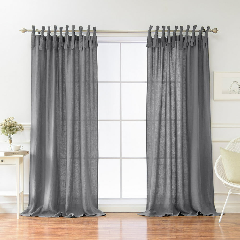 Best Home Fashion Opaque Tie Top Linen Single Curtain Panel Walmart