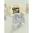 thumbnail image 3 of TSEXIEFOOFU Baby Boys Pants Set, Long Sleeve Crew Neck Letters Print Sweatshirt with Elastic Waist Sweatpants Fall Outfit, 3 of 9