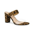 thumbnail image 1 of BLISSFUL STEP Mules à Talons Blocs à Double Bride Transparente pour Femmes Sandales à Enfiler Léopard 7, 1 of 6