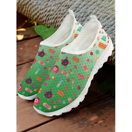 

Soft First Aid Medical Printing Shoes Summer Flat Shoes Women s Shoes Mesh Sneakers Comfortable Home Shoes Loafers