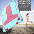 thumbnail image 4 of SaniMore Case for Lenovo Tab M10 Plus 3rd Gen 10.6 inch 2022 TB-125F/128F, Shockproof Silicone Backplane Rugged PCRotating Stand Pen Holder Anti-drop Heavy Duty Protective Cover, Mint+Rose, 4 of 5