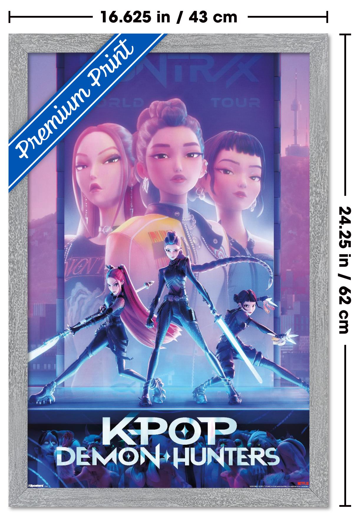 Netflix KPop Demon Hunters (2025) - One Sheet Wall Poster, 14.725" x 22.375" Framed