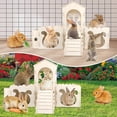 thumbnail image 6 of Petyoung Large Bunny Castle with Hay Feeder, Wooden Rabbit Hideout with Ramp, Detachable Multi-Room Playhouse for Rabbits, Guinea Pigs, Small Animals, 6 of 8