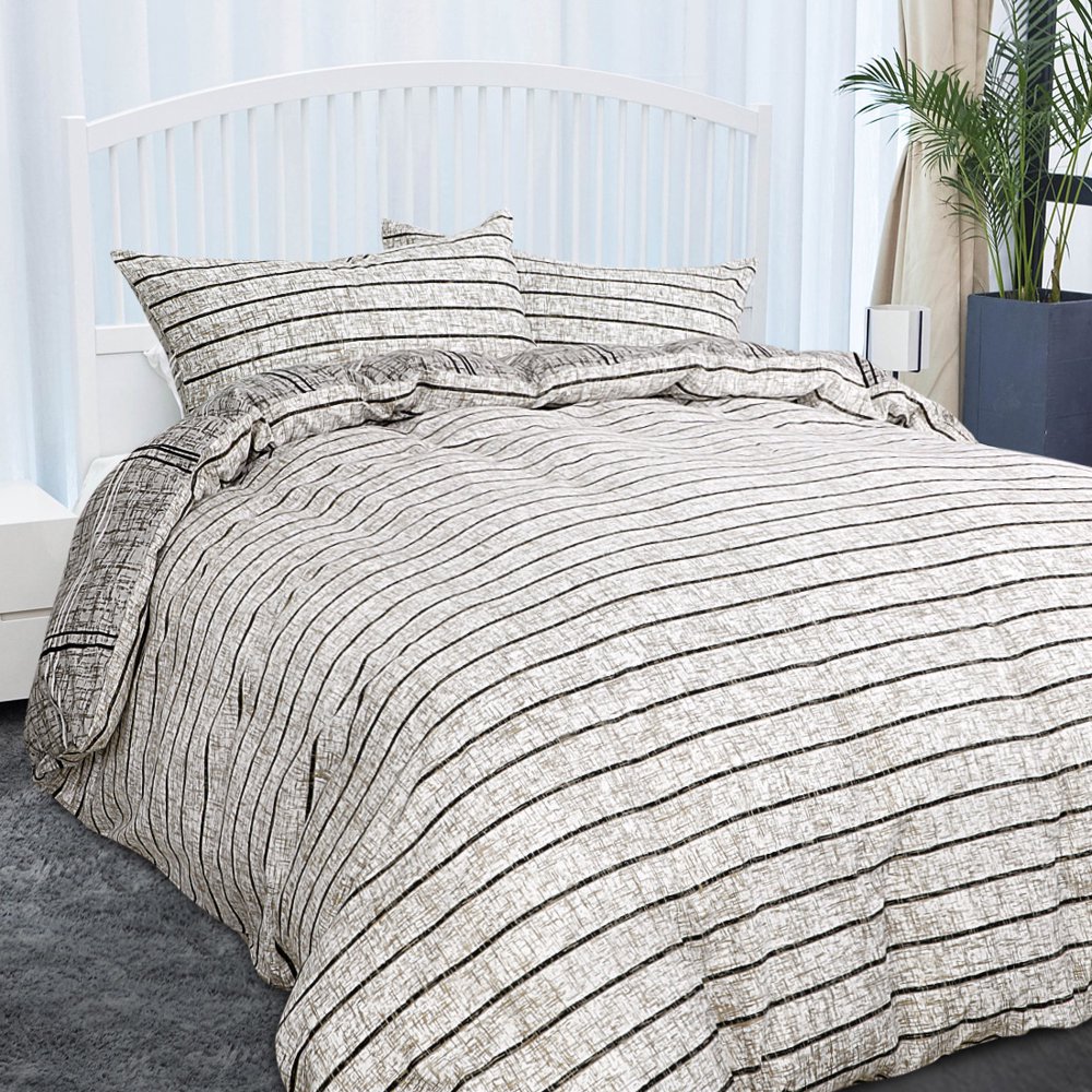 Brushed Microfiber Soft 3pcs Comforter Cover Bedding Set with Stripes