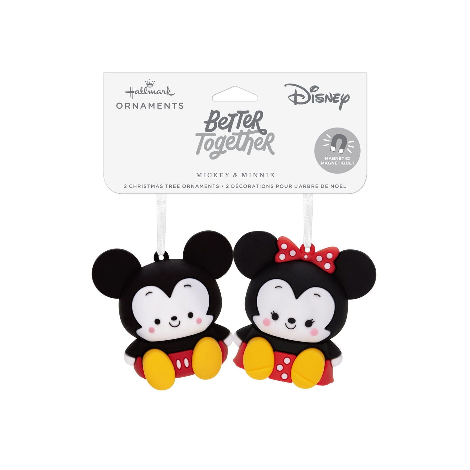 Décorations Hallmark de Noël (Mickey et Minnie, peluches magnétiques Better Together), ensemble de 2 peluches