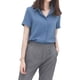 thumbnail image 3 of Camisa de gasa Blusa de manga corta de verano para mujer Top informal suelto, Azul, M Vogacara AP001402-12B, 3 of 7