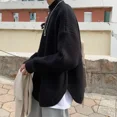 thumbnail image 5 of Suéter de punto negro de cuello alto para hombre, jersey verde de cuello alto, ropa para hombre, corte holgado, moda japonesa Harajuku, prendas de punto XA, 5 of 5