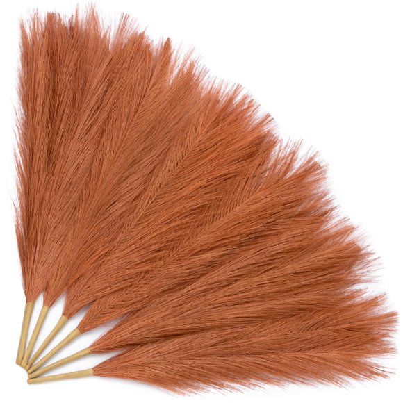 Decoración de hierba de pampa artificial Serwalin, 45 cm, 6 unidades, naranja