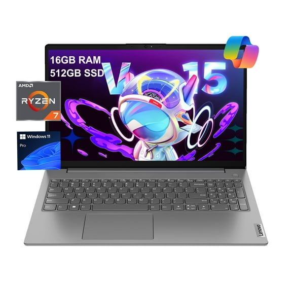 Lenovo Laptop V15 Gen 4 for Business (15.6" FHD Anti-glare, AMD Ryzen 7 7730U (Beat i7-1355U), 16GB RAM, 512GB SSD), Numeric Keypad, Webcam w/Shutter, Ethernet, Win 11 Pro w/AI Copilot, 2024, Grey