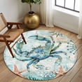 thumbnail image 3 of Coastal Crab Large Area Rugs for Bedroom Living Room, Soft Non Slip Carpet Bedside Rug, Teal Nautical Beach Starfish Vintage Round Floor Cover Kitchen Accent Rug 6' for Dining Room/Office, 3 of 9