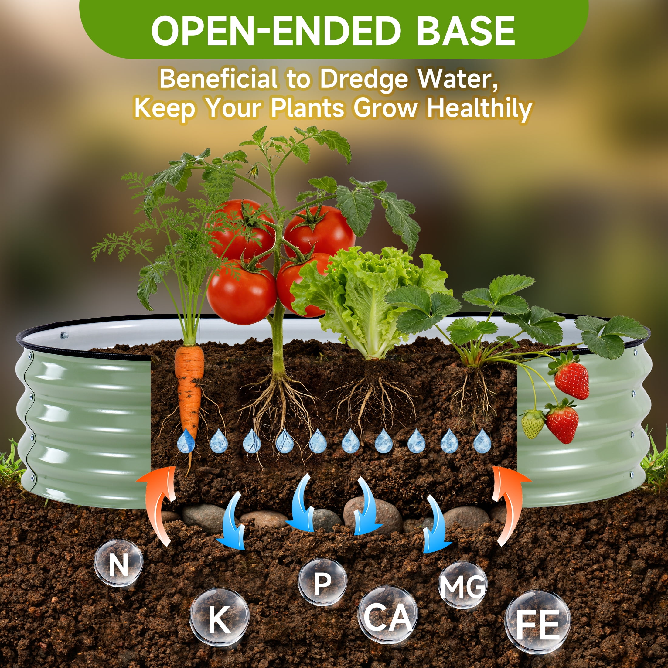 Raised Garden Bed, Galvanized Raised Metal Planter Boxes Outdoor for Vegetables, Fruits and Flowers, 4x2x1FT, Green
