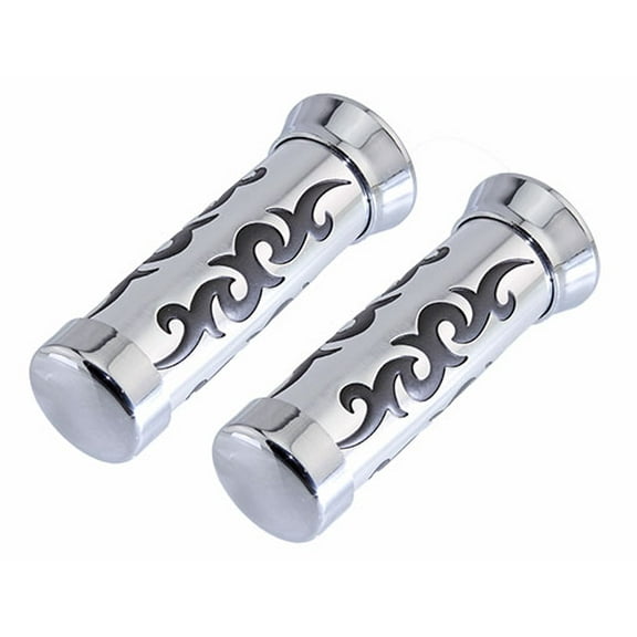 Alta Deluxe Bike Grips, Tribal Design Black/Chrome