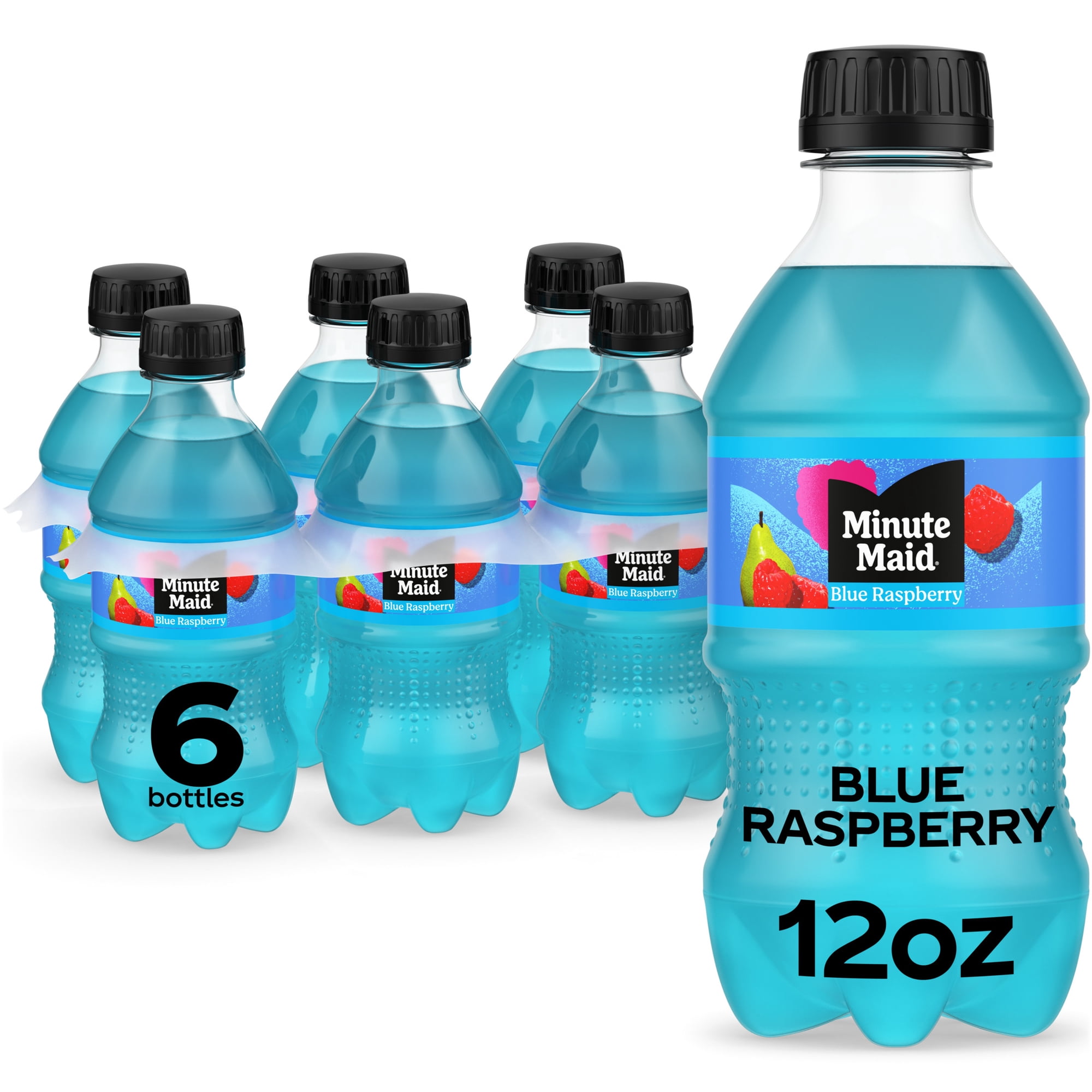 Minute Maid Blue Raspberry Juice Drink Bottles, 12 fl oz, 6 Pack