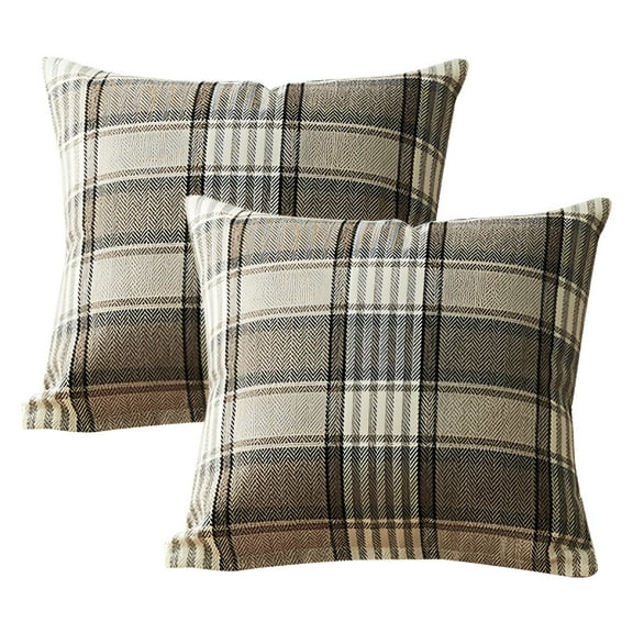 LAMIRO Plaid Throw Pillow Outdoor Indoor Throw Pillow Farmhouse Square Pillow,Home Decor,18 x 18"es