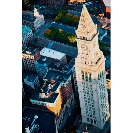 Bostons Custom House - Aerial View of Custom House Tower, Boston, MA Print Wall Art