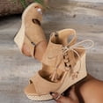 thumbnail image 2 of Espadrille Wedge Sandals for Women Open Toe Lace Up Zipper Back Espadrilles 4.5 Inch Heel, 2 of 9