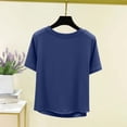 thumbnail image 5 of Inverlee Womens Crewneck Ribbed Knit Shirts Short Sleeve Crop Tops Casual Daily Wear T Blouses Navy XL, 5 of 5