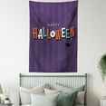 thumbnail image 4 of Halloween Tapestry, Text with Letters Shape as Bones Spooky Eye and Spider on Stripes Backdrop, Wall Hanging for Bedroom Living Room Dorm Decor, 40W X 60L Inches, Quartz Multicolor, by Ambesonne, 4 of 5
