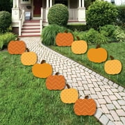 Pumpkin Patch - Pumpkin Lawn Decorations - Outdoor Fall or Halloween Yard Decorations - 10 Piece