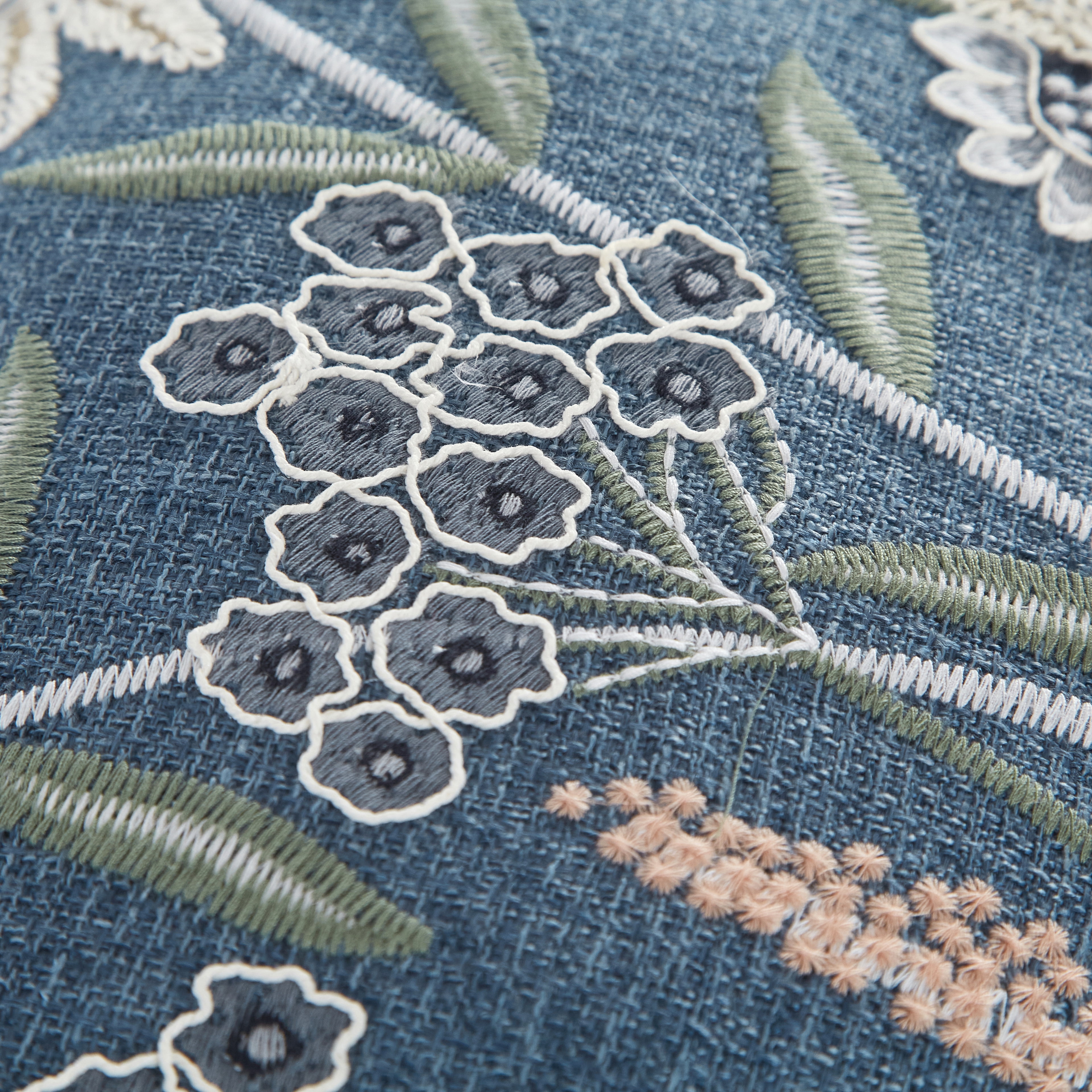 (2 pack) Mainstays Chambray Embroidered Botanical Decorative Throw Pillow, 14 in x 20 in