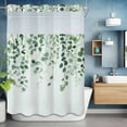 thumbnail image 6 of Spring Leaf No Hooks Shower Curtain with Snap-in Liner Watercolor Country Green Eucalyptus Leaves Plants Green Shower Curtains for Bathroom, Waterproof, Easy Install, Washable 72"x96", 6 of 9